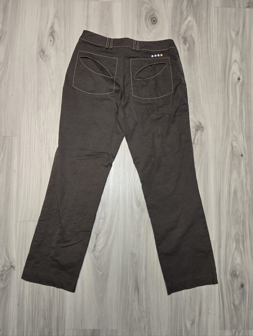 Y2K ​Euro Brown Contrast Stitch Utility Pants Size 38 FR / 4 US Crescent Pocket